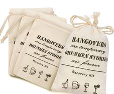 20 Packs Bachelorette Hangover Kit Bags Cotton Recovery Kit Bags Survival Kit Bags Cotton Muslin Drawstring Bag for Bridal Shower Wedding and Valentine's Day Party Gift Decoration