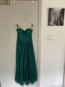 Green sparkling wedding guest dress