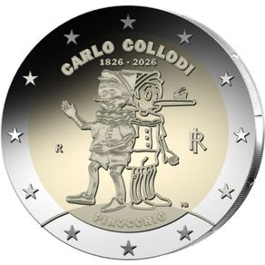 Italy 2 Euro Commemorative Coin 2026 - 200th Birthday of Carlo Collodi - Pinocchio. Uncirculated.