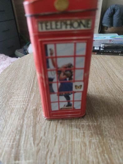 Vintage Churchills Devon Toffee Tin, Telephone Kiosk, Money Box,