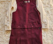 Girls School Wine Pinafore 5-6 Years + FREE Shirt and Cardigan