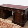 Large Solid Wood Executive Partners Desk Genuine Leather Top Handcrafted Image 2