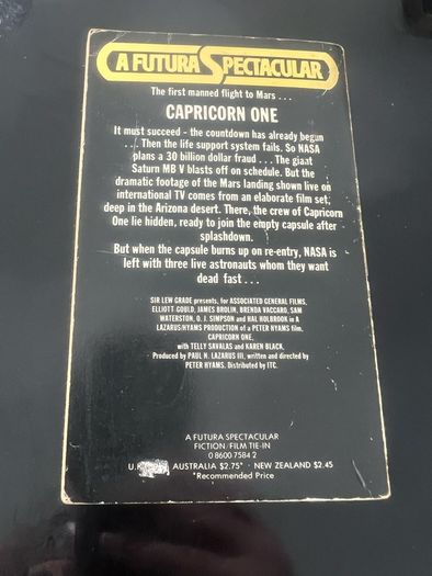 Rare Capricorn One Book 1st Print Paperback. Film. Bernard L Ross 1978 Vintage