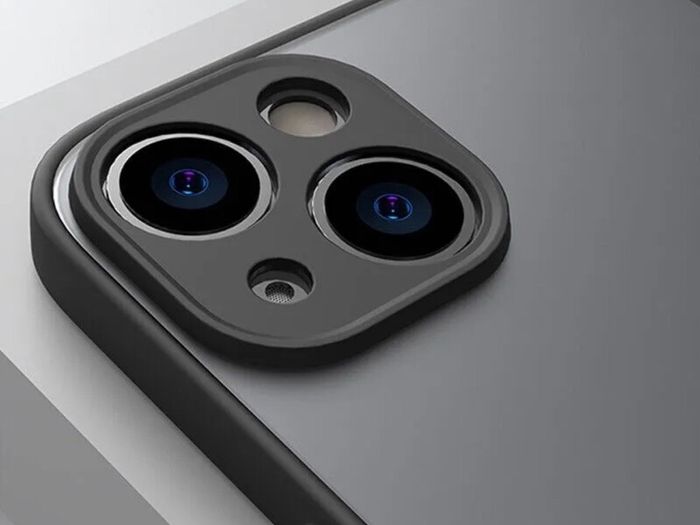 Smoke Silicone Case For iPhone 14 Cover with Camera Protector