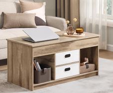 Coffee Table, Height-Adjustable Living Room Table, 2 Drawers