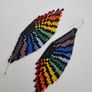 Colourful Rainbow Earrings, handwoven on silver earhook Image 3