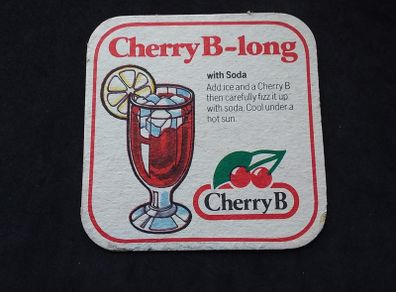 Cherry B - Long With Soda - Vintage 1980s Beer Mat/Coaster