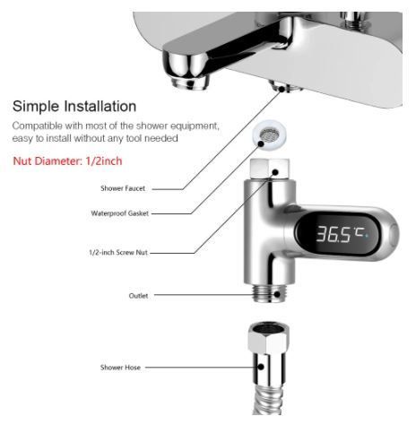 LED Digital Shower Temperature Display New. More than 10 available.