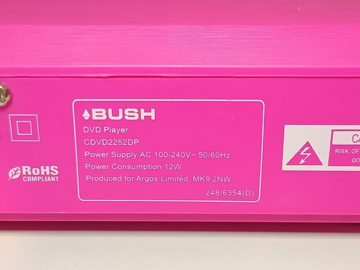 Pink DVD player Bush with universal IR blaster remote