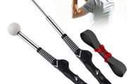 Retractable Golf Swing Trainer, Golf Grip Trainer, and Golf Training Aid for Chipping, Hitting, and Grip Correction; Golf Swing Practice Stick with Arm Band for Left-Handed Players; Indoor/Outdoor Use