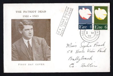 1972 Ireland Patriot Dead Commemorative Stamps Illustrated First Day Cover (FDC) showing image of Michael Collins
