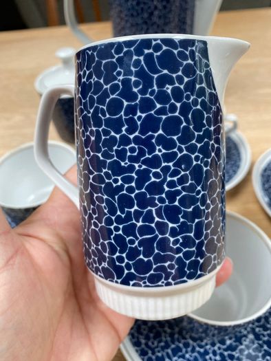 Vintage Mid-Century Stadtlengsfeld CP Porcelain Tea Set Blue Pebble