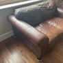 brown genuine leather two seater sofa Image 2