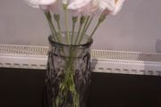 10 white crochet lilies in a heavy glass jar  new 35 euro