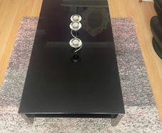 Black glass coffee table.