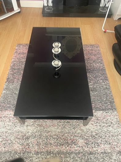 Black glass coffee table.