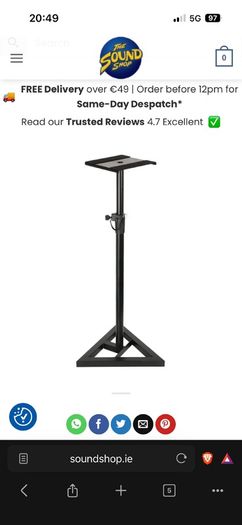 Adam Hall SKDB 039 - Monitor Speaker Stands x2 (New)
