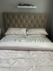 king size bed , beige, good condition, M&S, mattress included