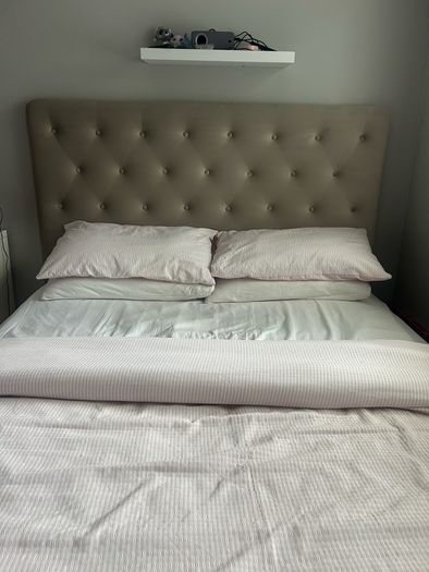 king size bed , beige, good condition, M&S, mattress included