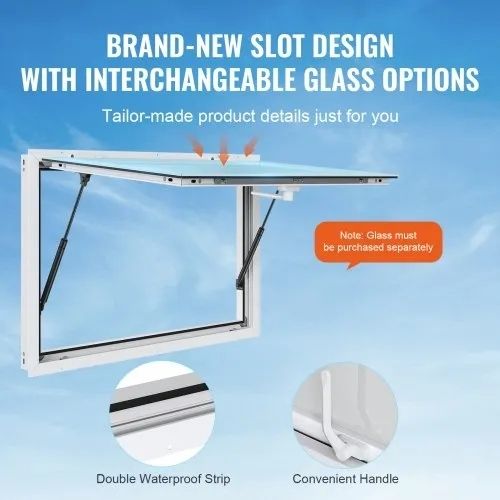 Concession Window for Food Truck, 48"x36" Aluminum Alloy Food Truck Service Window, Up to 85 Degrees Stand Serving Window