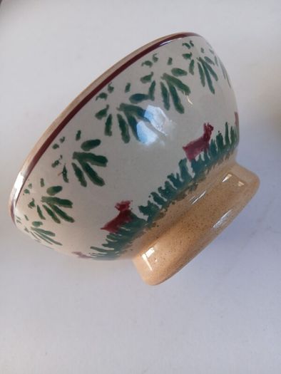 Rare ? Small red dog or pig pattern bowl and old rose eggcup