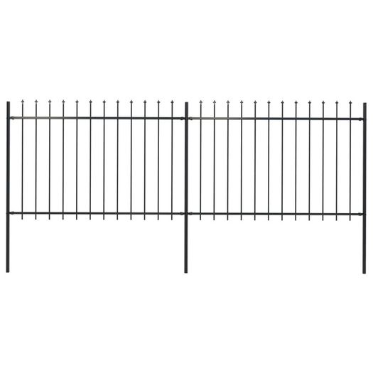 Garden Fence with Spear Top Steel 3.4x1.2 m Black