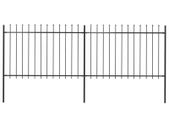 Garden Fence with Spear Top Steel 3.4x1.2 m Black
