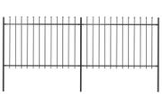 Garden Fence with Spear Top Steel 3.4x1.2 m Black