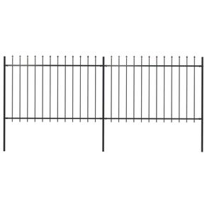 Garden Fence with Spear Top Steel 3.4x1.2 m Black