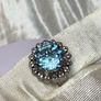 A beautiful vintage silver ring with Sky Blue Topaz and White Topaz. Image 8