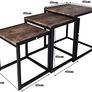 Nesting Tables Set of 3 Wooden Coffee Table, Stacking Side End Tables Steel Metal Frame, for Living Room, Black and Rustic Brown Image 5