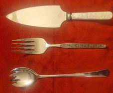 Large Vintage British Serving Trio: Brama England & Sheffield Steel