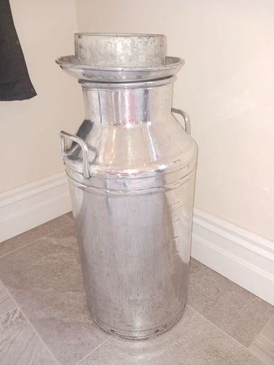 polished aluminium milk churn