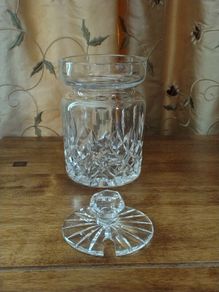 Vintage Waterford Crystal Lismore Mustard Pot / Condiment Jar with Notched Lid