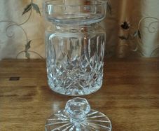 Vintage Waterford Crystal Lismore Mustard Pot / Condiment Jar with Notched Lid