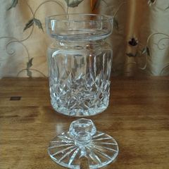 Vintage Waterford Crystal Lismore Mustard Pot / Condiment Jar with Notched Lid