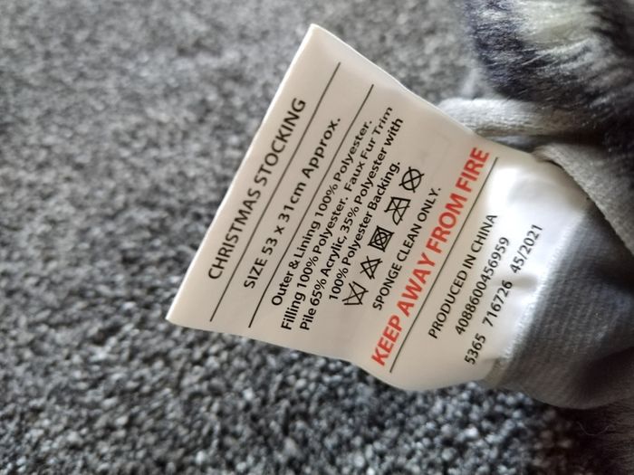 Luxury Padded Super Soft Faux Fur Trim Christmas Stocking Silver Grey