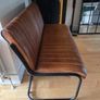 Tan Faux Leather Bench & 2 Matching Chairs Set Image 5