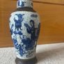 Antique Blue White Chinese Crackle Glaze Vase Brown Chenghua Nian Zhi Mark Image 2