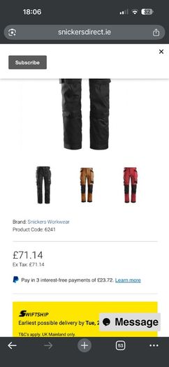 Snickers work trousers