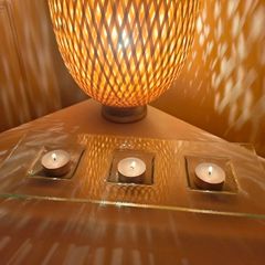 Handcrafted Fused Glass Three Tealight Holder