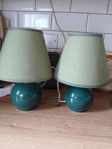 2 Identical Green Table Lamps