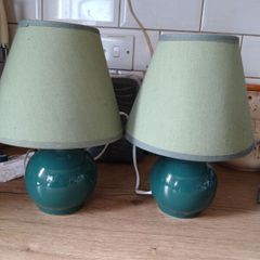 2 Identical Green Table Lamps