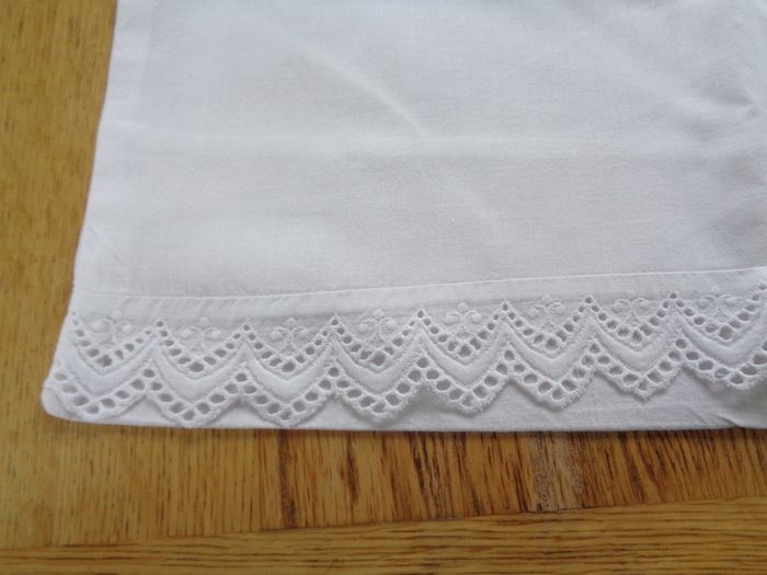 Embroidered Anglia Trimmed Cotton Pillowcases x 2 for Sale