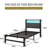 3ft Single Size Bed Frame with LED Lights Storage Upholstered Headboard and Charging Station, Heavy Duty Metal Platform Single Bed Frame, No Box Spring Needed, Noise Free, Easy Assembly Image 3