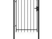 Fence Gate Single Door with Spike Top Steel 1x1.5 m Black
