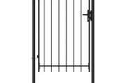 Fence Gate Single Door with Spike Top Steel 1x1.5 m Black