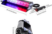LED Emergency Dash Strobe Light 12V 8-LED Car Warning Light Bar with Switch&amp;Suction Cup, Universal Flashing Warning Light for Car Truck Bus Forklift (Red &amp; Blue)