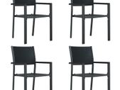 Garden Chairs 4 pcs Black Plastic Rattan Look