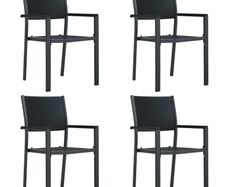 Garden Chairs 4 pcs Black Plastic Rattan Look